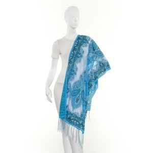 Candor New York City Boho Burnout Scarf : Turquoise : New with Tag, Never Worn